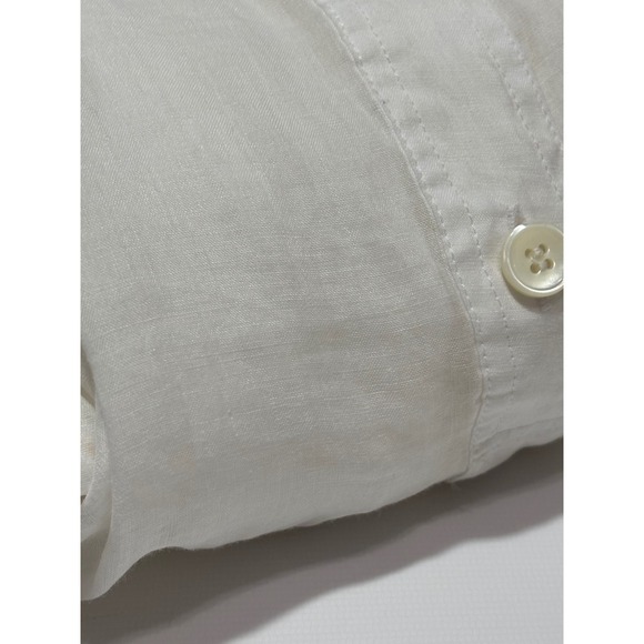 Banana Republic White Mandarin Collar Button Front Sheer Blouse Top Women's Sz S - Picture 9 of 9